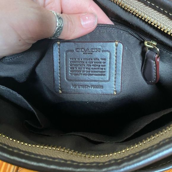 Coach Crossbody Beige/Brown Signature Canvas Leather File Messenger Bag, MP $469 - Picture 9 of 12